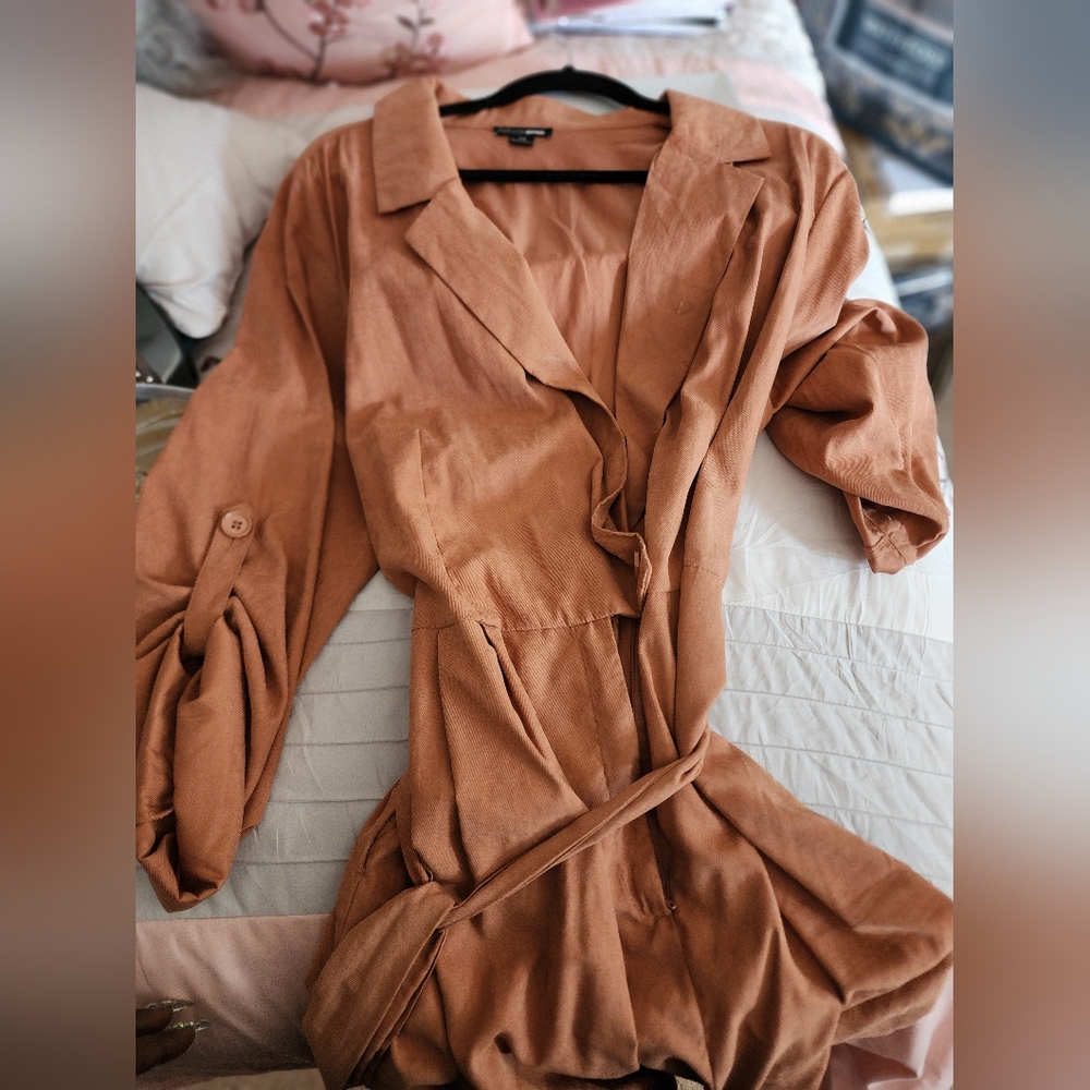 Fashion Nova Terracotta Button-Up Dress